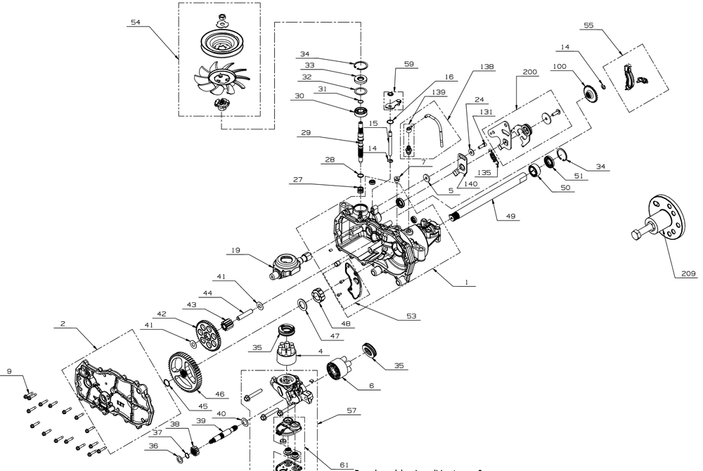 Transmission (Rh) Diagram and Parts List for ZT1-54KH (17CM010)(2022) Cub Cadet Lawn Tractor